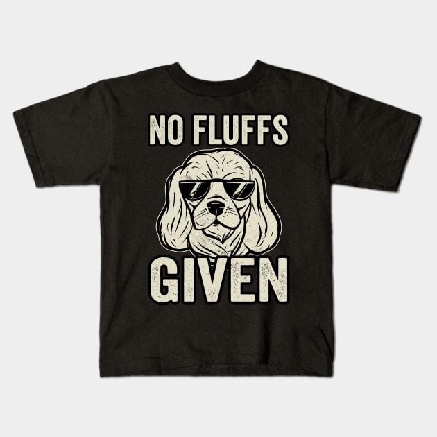 Funny Cavalier King Charles Spaniel No Fluffs Given Kids T-Shirt by Visual Vibes